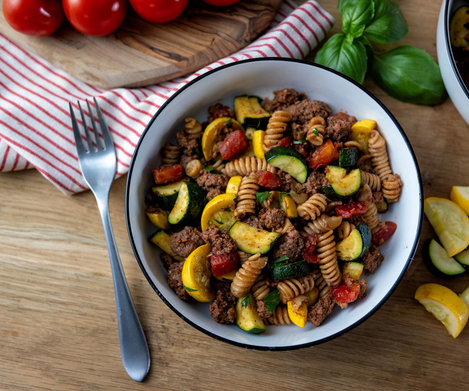 Ground Beef & Pasta Skillet Primavera